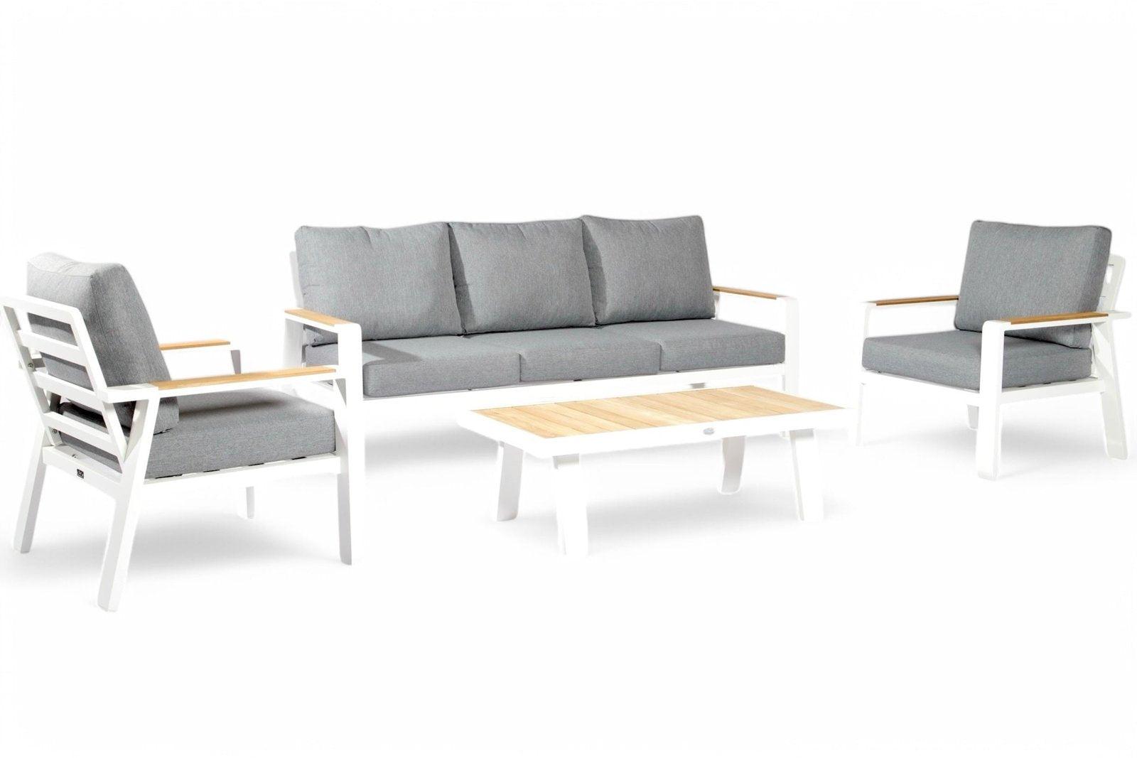 Aluminium stoel-bank loungeset – Wit –
