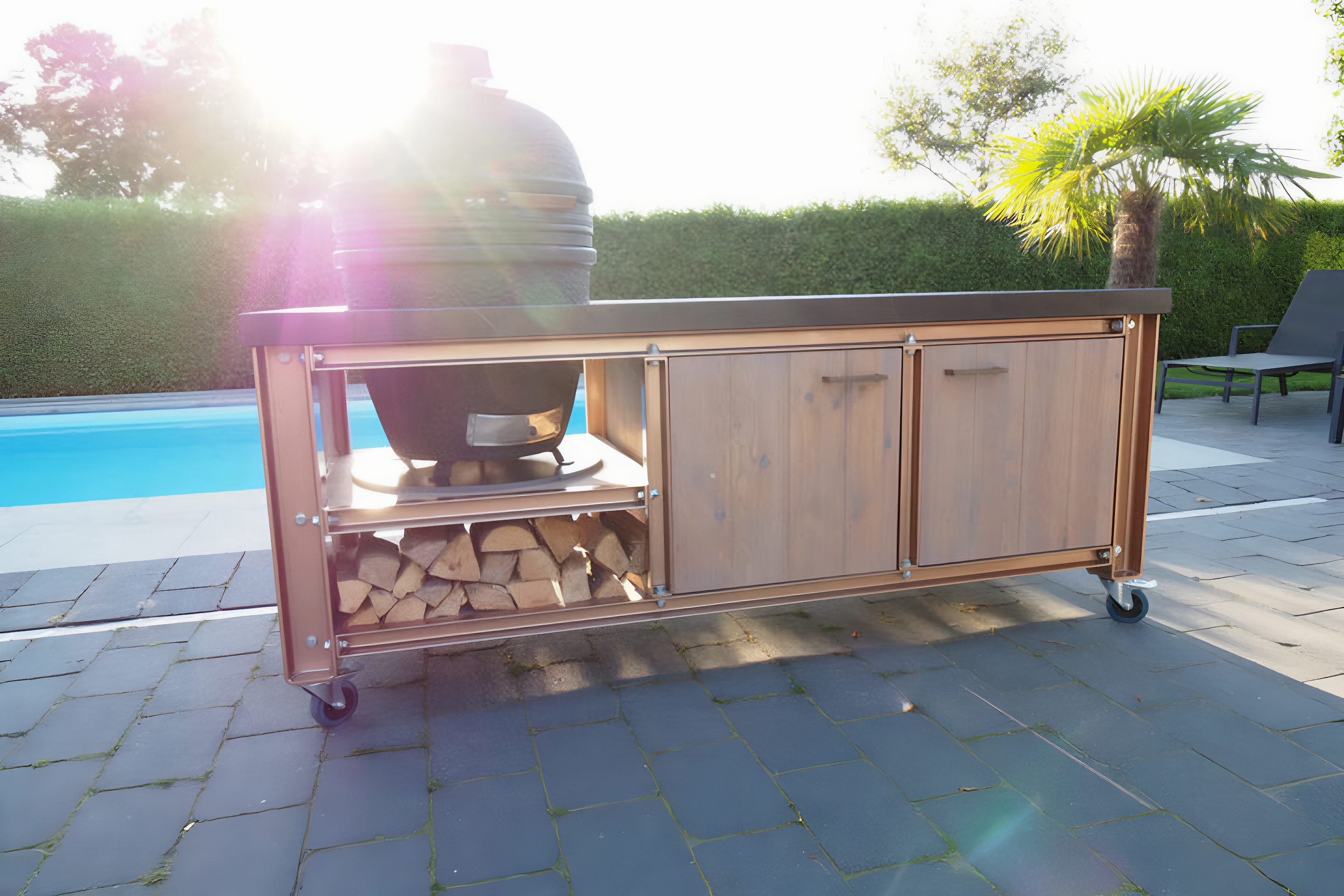 Big green egg buiten keuken