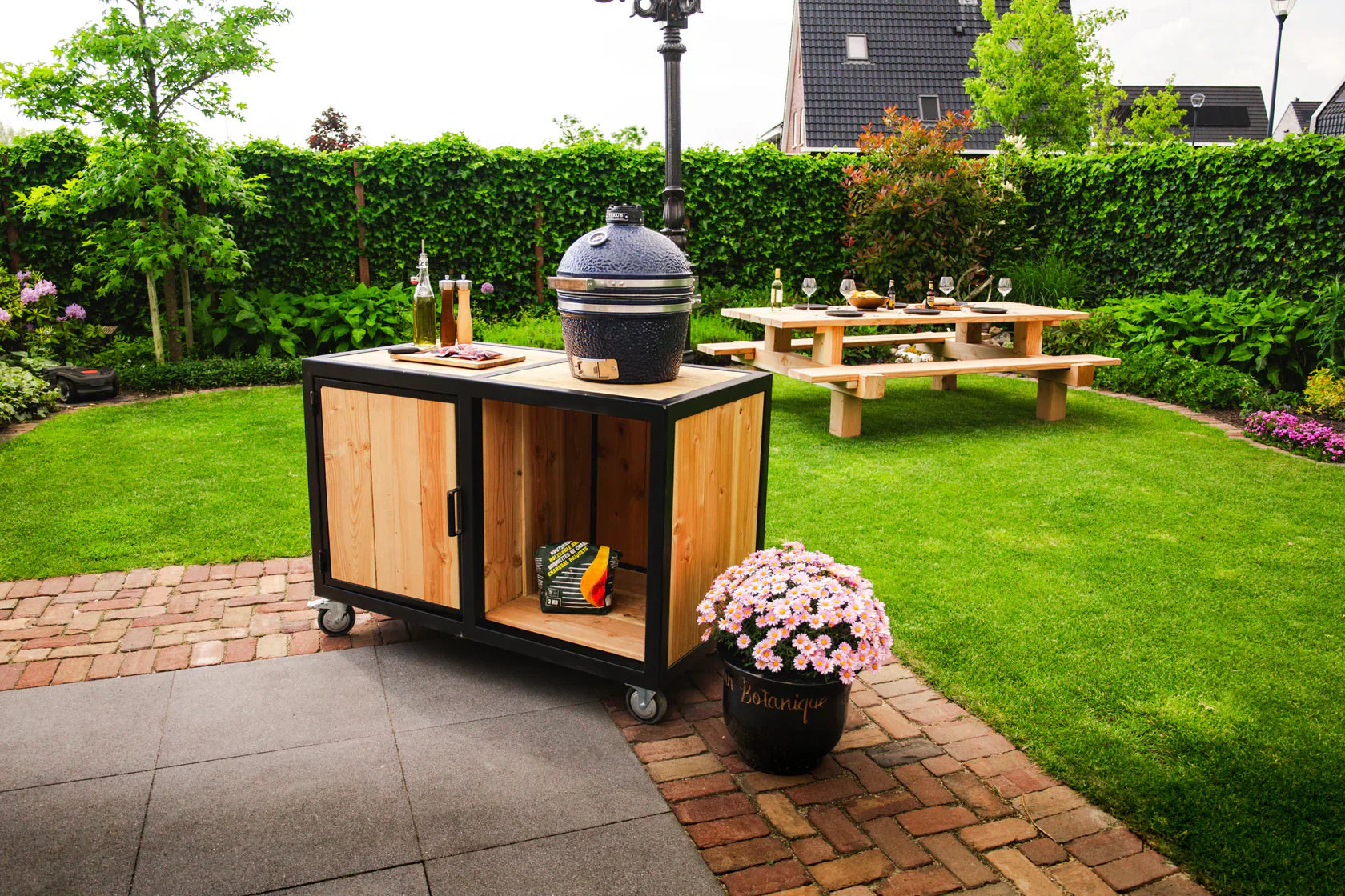 Big Green Egg buitenkeuken van hout