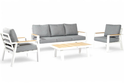 Aluminium stoel-bank loungeset – Wit –
