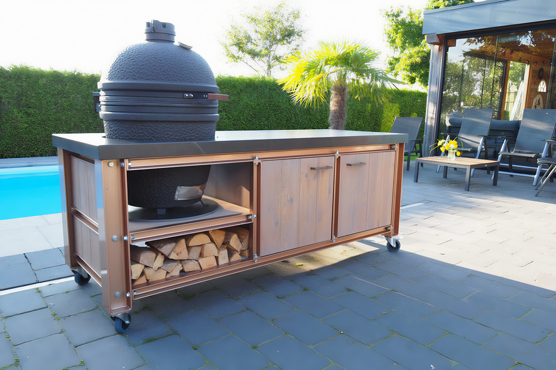 Big green egg buiten keuken