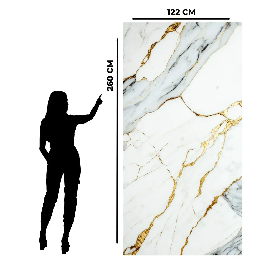 „Gold-Weiß“ – Marmor-Wandpaneel 122×260 cm